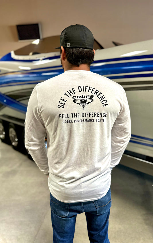 Men’s Long Sleeve Shirt - See the Difference | Feel the Difference (White)