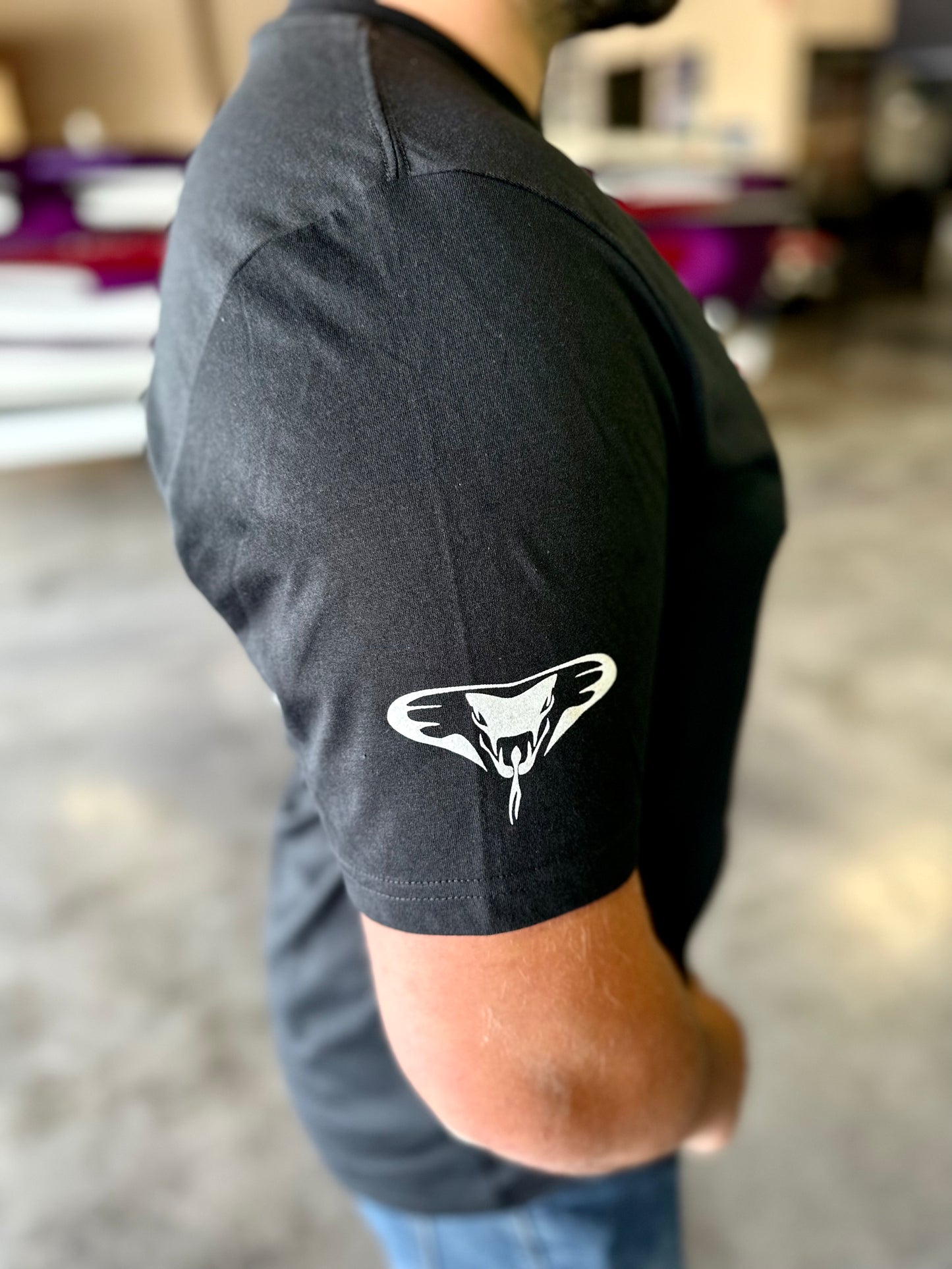 Men's Black T-Shirt with Green Python