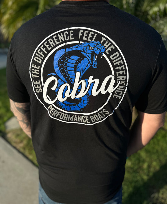 Men's Black T-Shirt with Blue Cobra