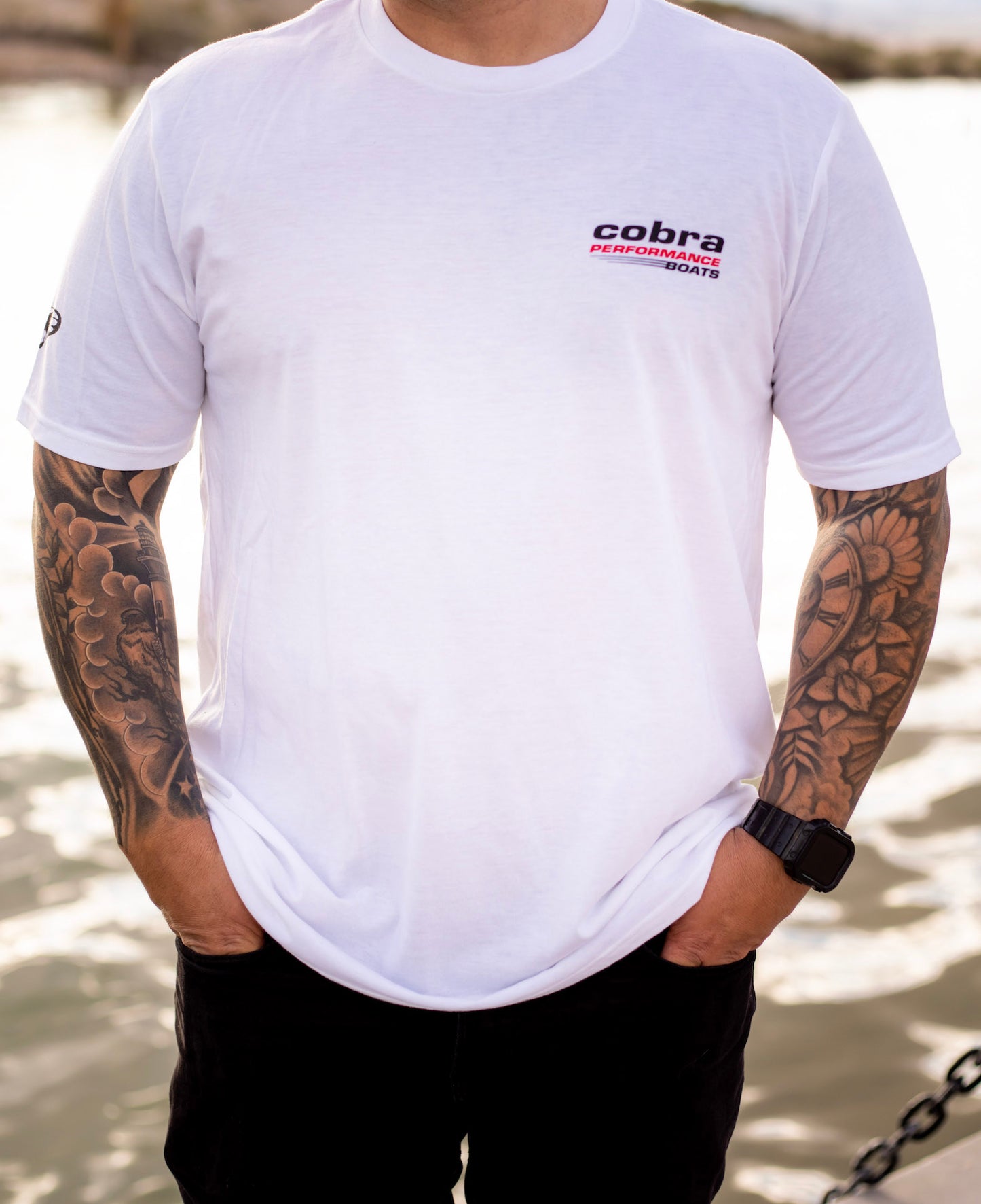 Men's White T-Shirt with Red Python